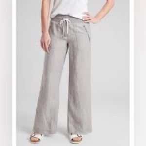 Athleta Cabo Linen Wide Leg Pant Osprey Grey Heather